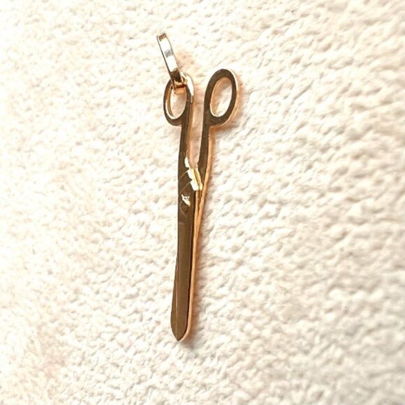 14k solid gold Scissors Pendant | Birthday gift | Cute Scissors Charm | - Picture 8 of 9